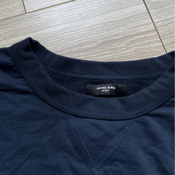 Anine Bing Rod League Sweatshirt in Washed Navy Sz L EUC Cotton - Picture 6 of 13